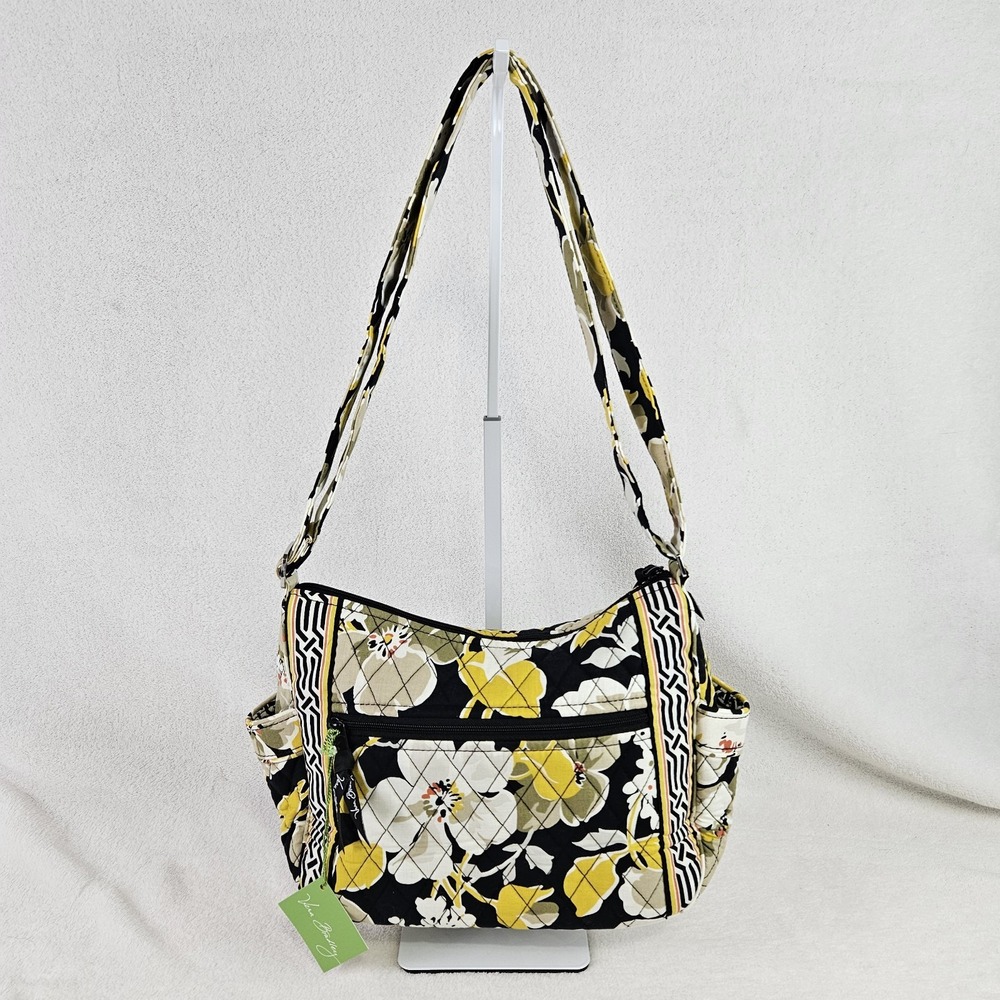 Vera Bradley 'dogwood' Black & Yellow Floral  Handbag  accesible luxury